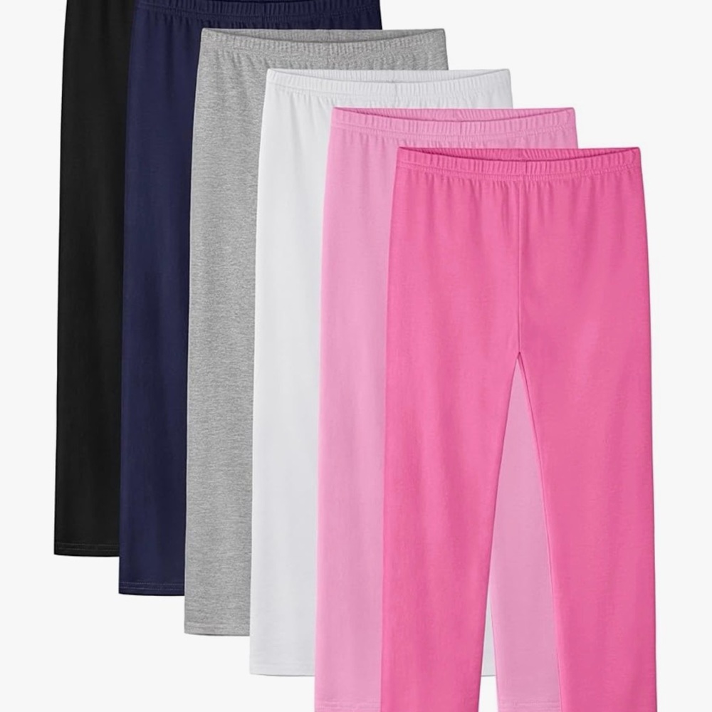 Kids Leggings Cotton Set - Pink, White, Gray, Black, and Blue